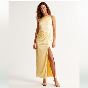NWT Abercrombie & Fitch Yellow Draped Skirt Maxi Dress